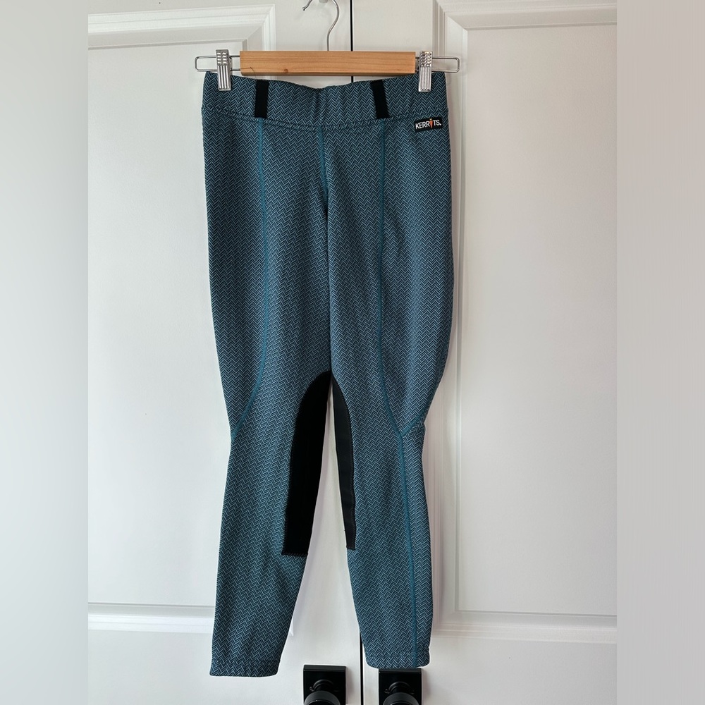 Kerrits Womenβs Fleece Lite Chevron Equestrian Breeches Blue/Black (Size S)